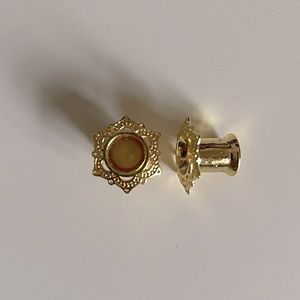 Gold tone lotus 2g tunnel body jewelry earrings